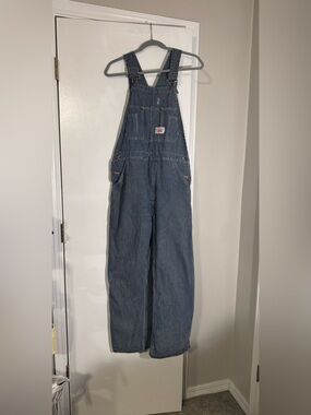 Men's Blue Pinstripe Carpenter Overalls with Adjustable Straps vintage railroad